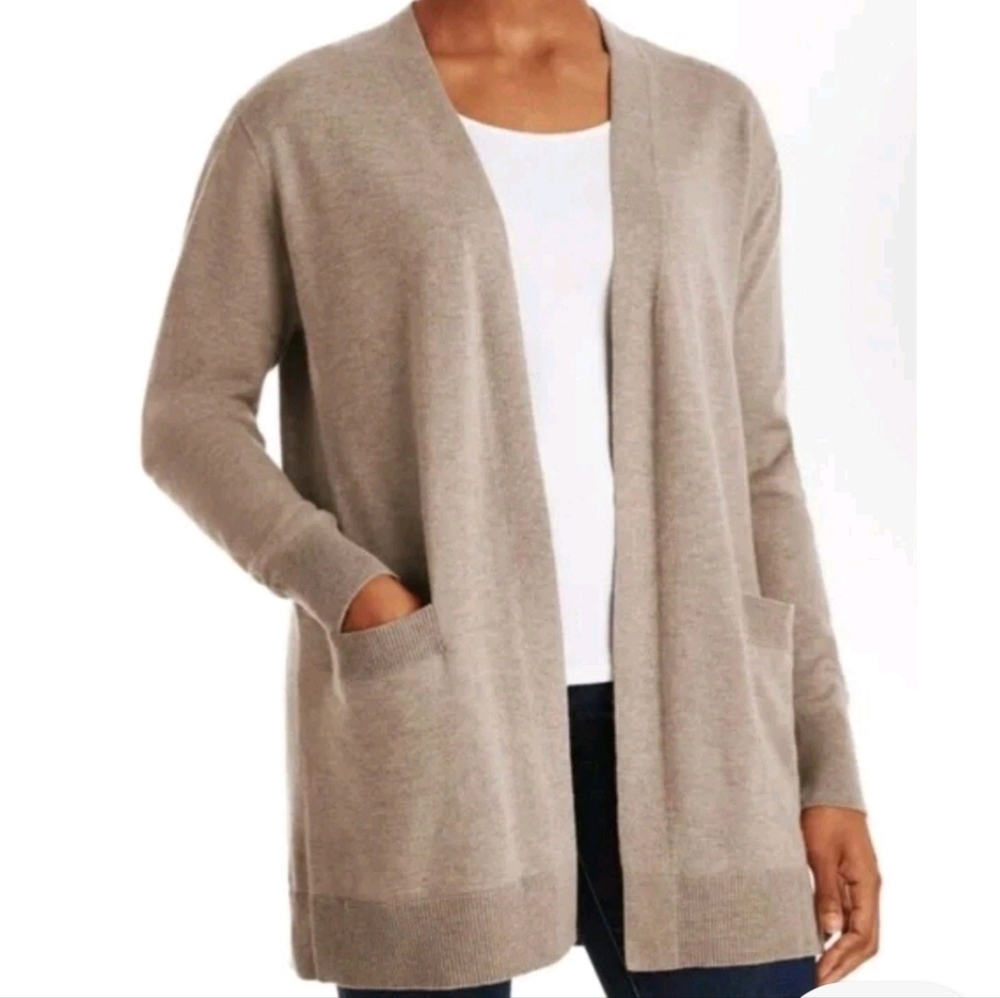 Member Mark Cashmere Blend Cardigan Cozy Tan Women's Sweater Sz L